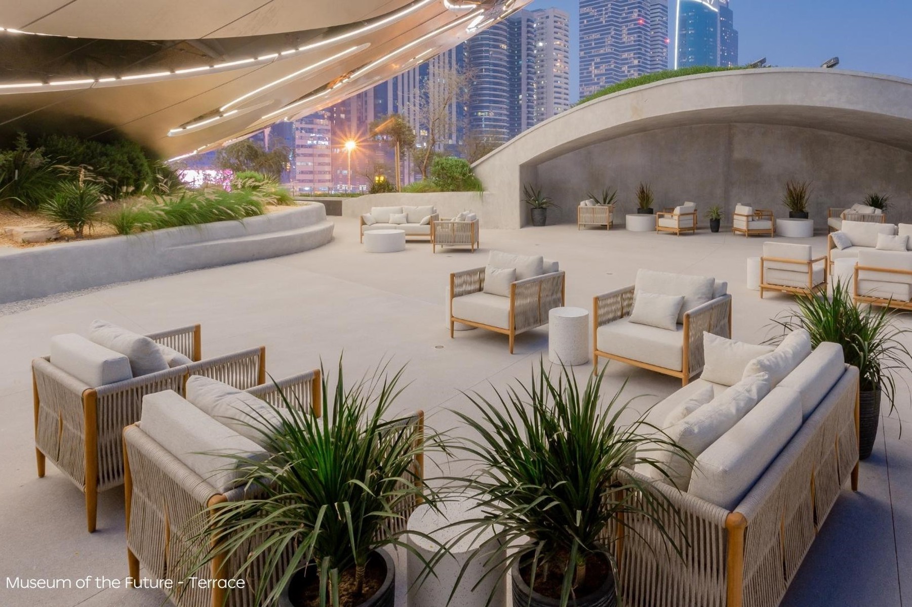 Nakkash Contract Dubai – premium commercial museum outdoor furniture set with sofa armchair coffee tables